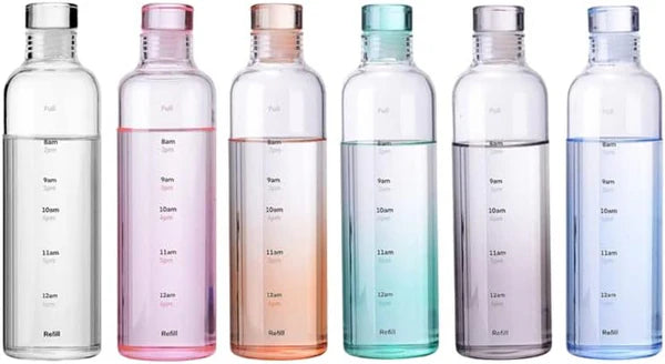 Time Marker Transparent Water Bottle 500ml - Random Color