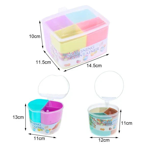 3 in 1 Masala Box with Spoon Jar Container Spice Box Seasoning Storage Box