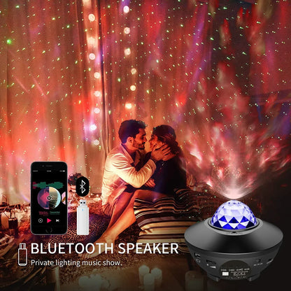 GALAXY PROJECTOR NIGHT LIGHT TABLE LAMP, USB LED BLUETOOTH MUSIC SPEAKER WITH 21 LIGHTING MODES