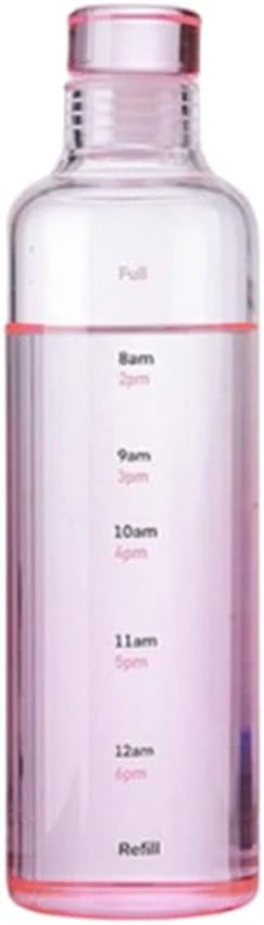Time Marker Transparent Water Bottle 500ml - Random Color