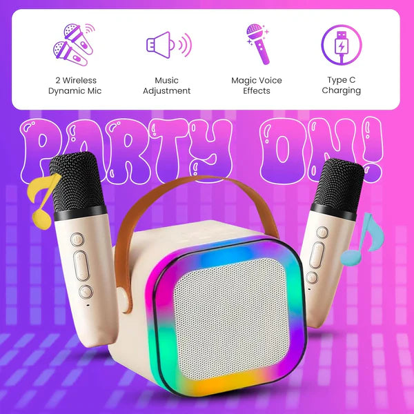 Mini Karaoke Bluetooth Speaker + Wireless Mic