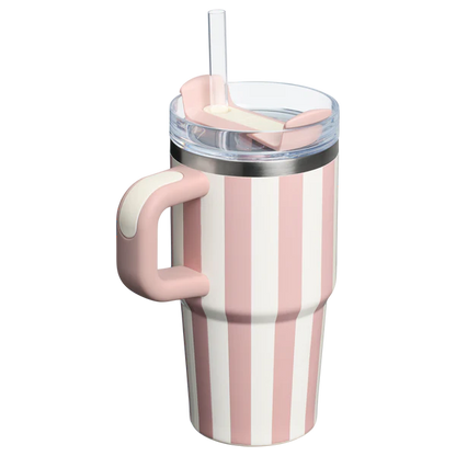 Mini Stanley Quencher H2.0 Tumbler 20 oz -Cabana Stripes Peach Whip