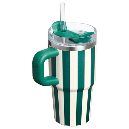 Mini Stanley Quencher H2.0 Tumbler 20 oz -Cabana Stripes Emerald