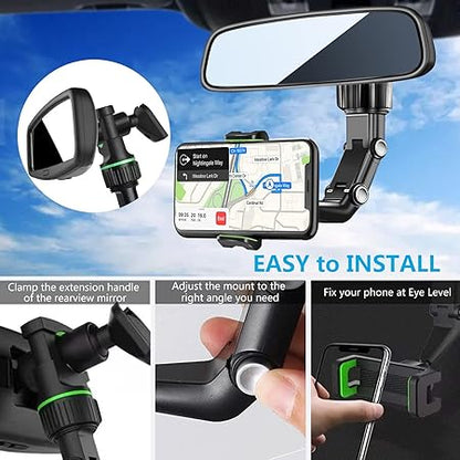 360° Rotating Rearview Mirror Phone Holder