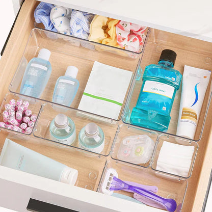 Set of 7Pcs Clear Drawer Organizer Tray