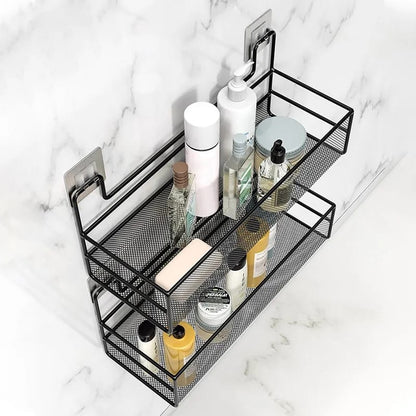 Meshed Wall Shelf With Hooks