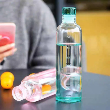Time Marker Transparent Water Bottle 500ml - Random Color