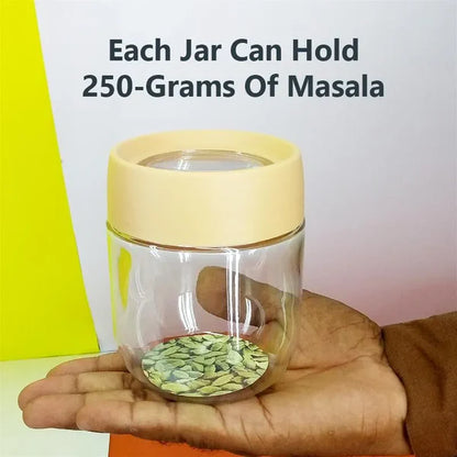 6Pcs Masala Rack Spice Jars