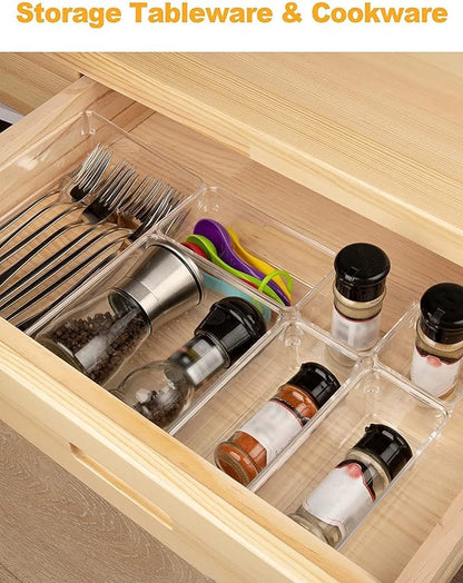 Set of 7Pcs Clear Drawer Organizer Tray