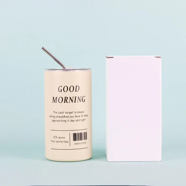 Stainless Steel Iced Coffee Mug with Straw