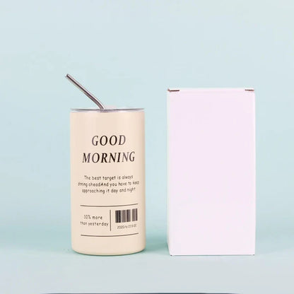 Stainless Steel Iced Coffee Mug with Straw