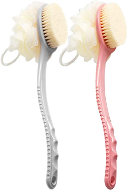 2in1 Long Handle Bath Brush & Sponge