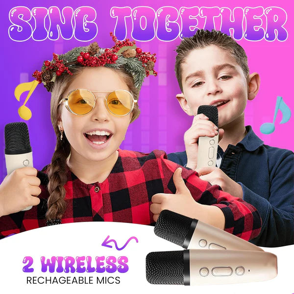 Mini Karaoke Bluetooth Speaker + Wireless Mic