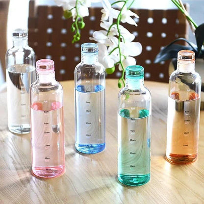Time Marker Transparent Water Bottle 500ml - Random Color