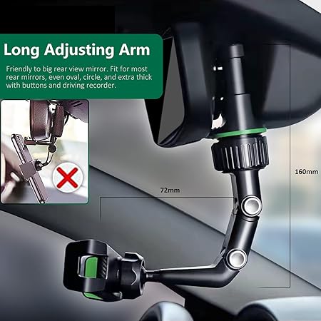 360° Rotating Rearview Mirror Phone Holder