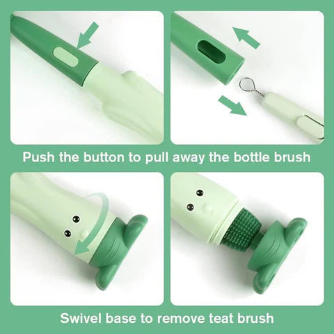 3-in-1 Silicone Baby Bottle Cleaning Brush Set – Pacifier, Straw, and Bottle Scrubber