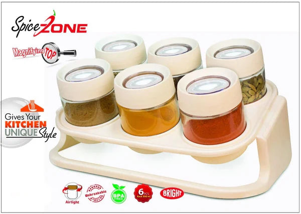 6Pcs Masala Rack Spice Jars