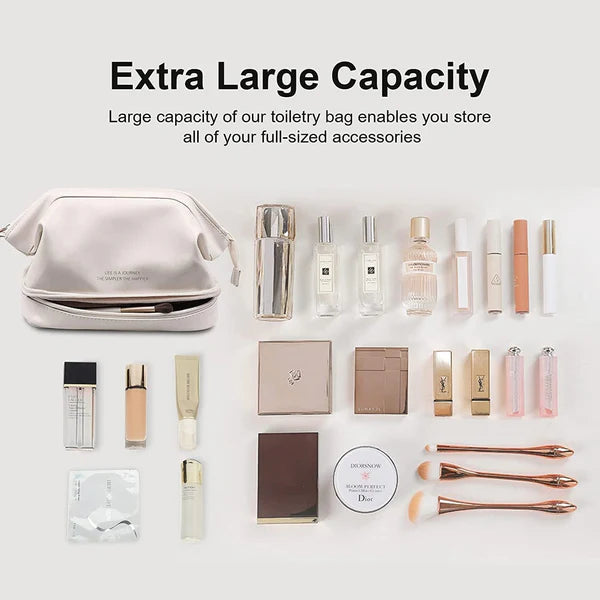 Double Layer Leather Cosmetic Pouch (Random Color)