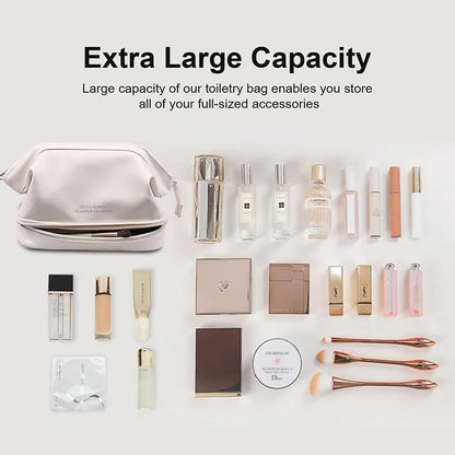 Double Layer Leather Cosmetic Pouch (Random Color)