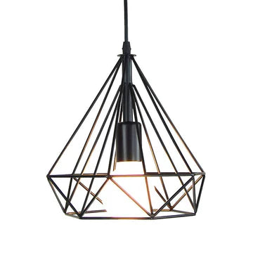 Sparkling Diamond Drop Pendant Lamp with vintage edison bulb