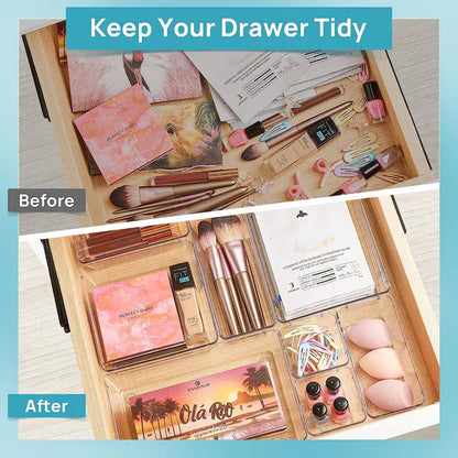 Set of 7Pcs Clear Drawer Organizer Tray