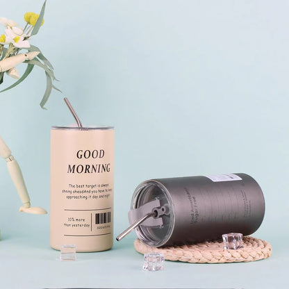 Stainless Steel Iced Coffee Mug with Straw