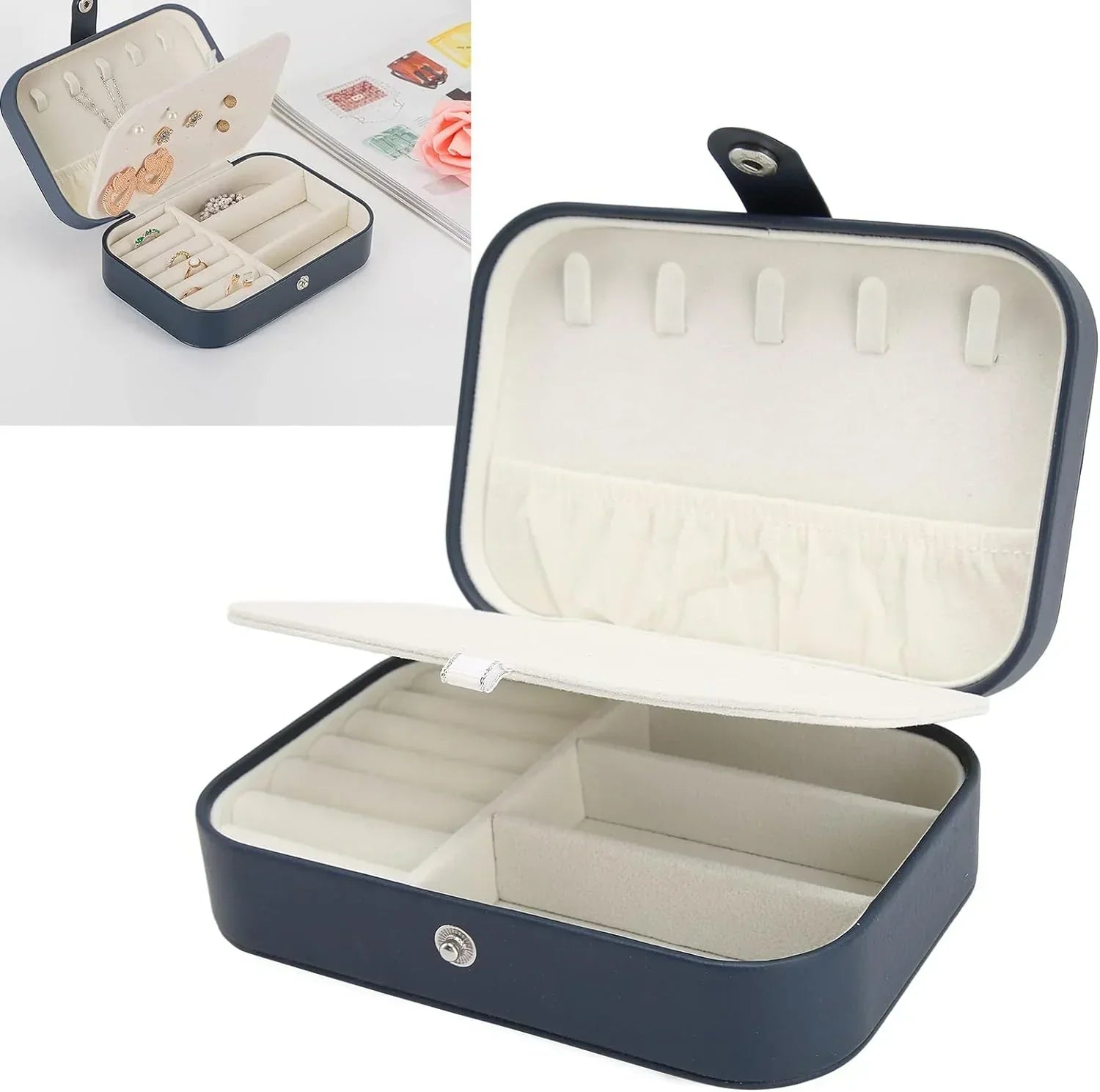 Double Layer Jewellery Box- Navy Blue