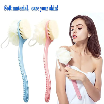 2in1 Long Handle Bath Brush & Sponge