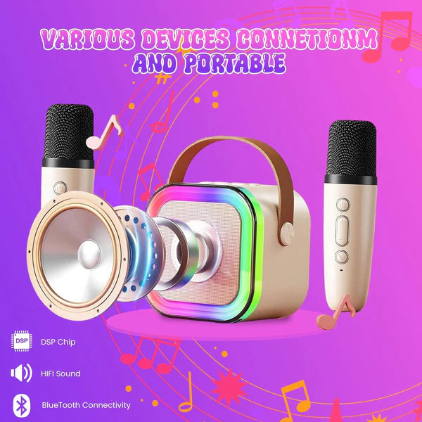 Mini Karaoke Bluetooth Speaker + Wireless Mic