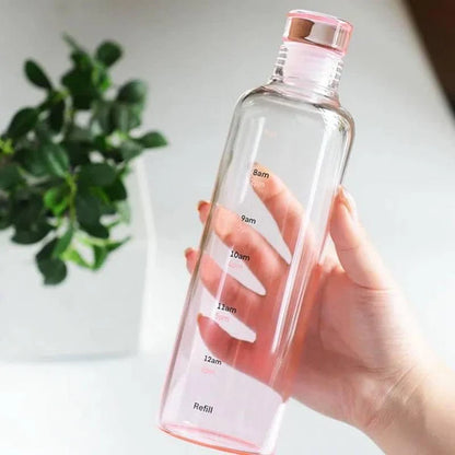 Time Marker Transparent Water Bottle 500ml - Random Color