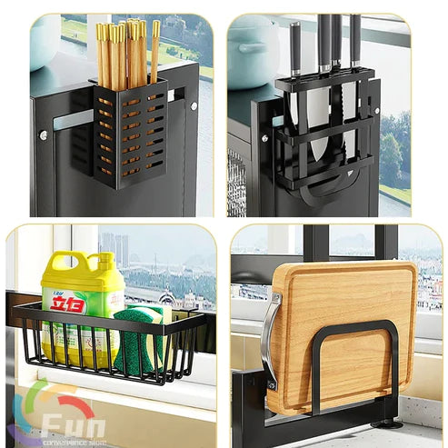 Over Sink Dish Drying Rack with Dust-Proof Cabinet Doors, 2 Tier Large Storage Kitchen Dish Drainer Rack Space Saver Shelf Holder, Above Sink Dish Racks with Utensil Holder, Knife Holder