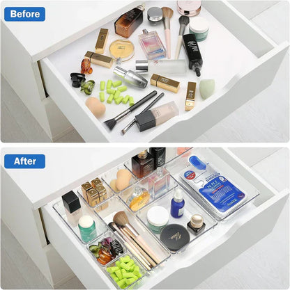 Set of 7Pcs Clear Drawer Organizer Tray