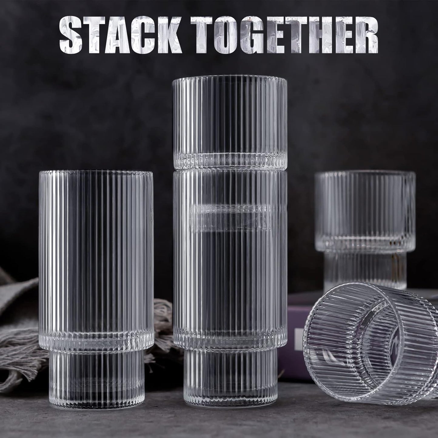 RIBBED ICE COFFEE GLASS
