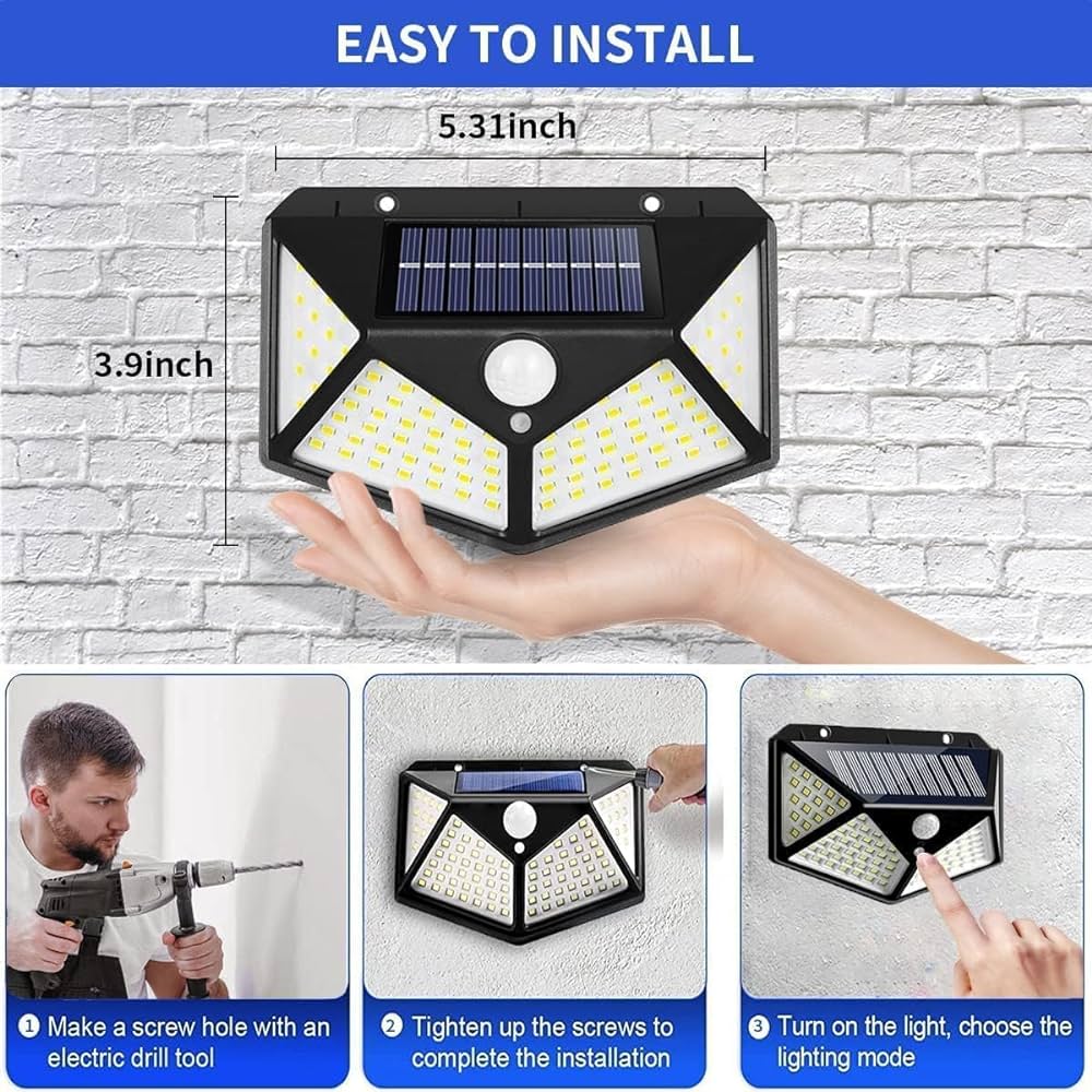 Solar Wall Light with 100 LEDs
