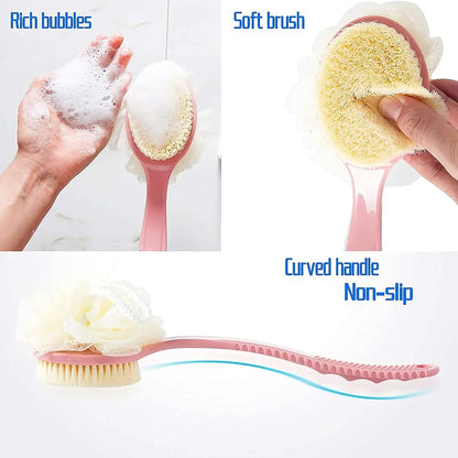 2in1 Long Handle Bath Brush & Sponge