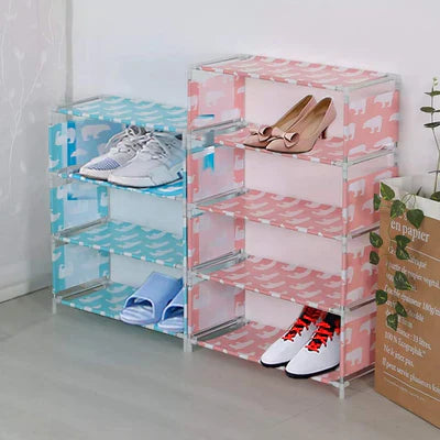 Animal print shoe rack