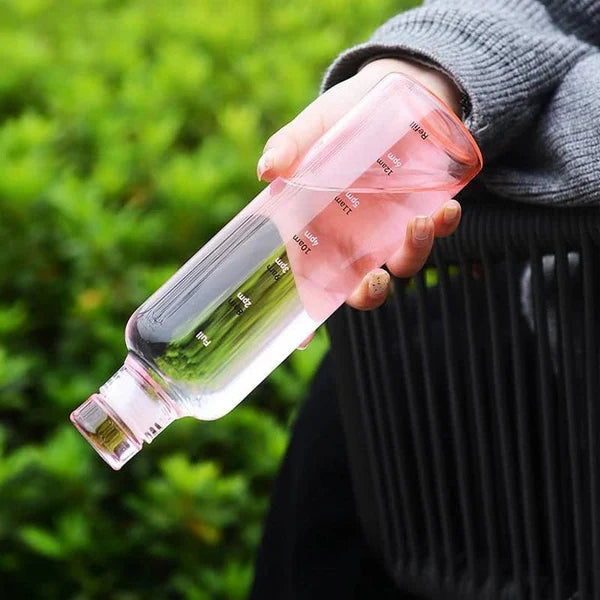 Time Marker Transparent Water Bottle 500ml - Random Color
