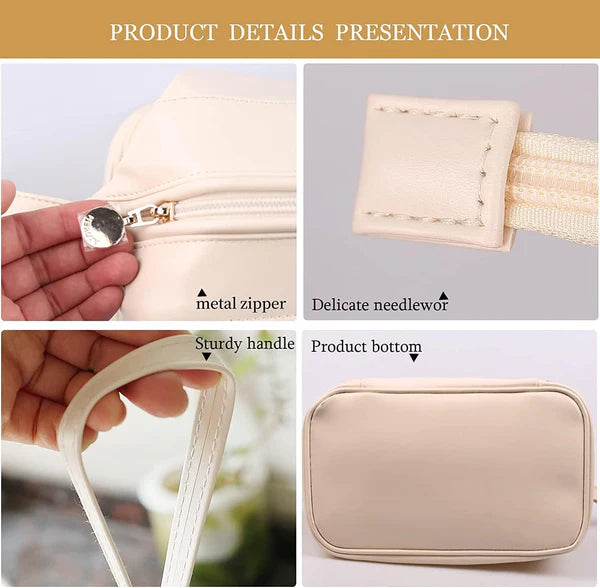 Double Layer Leather Cosmetic Pouch (Random Color)