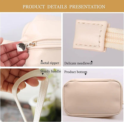 Double Layer Leather Cosmetic Pouch (Random Color)
