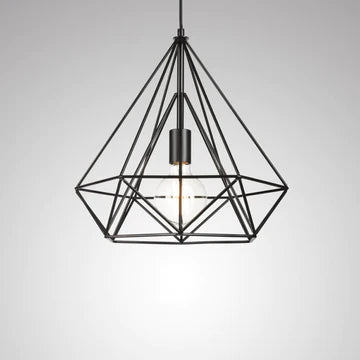 Sparkling Diamond Drop Pendant Lamp with vintage edison bulb