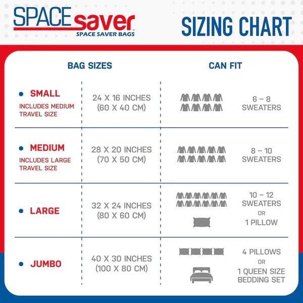 6 Vacuum Storage Bags & Suction Pump