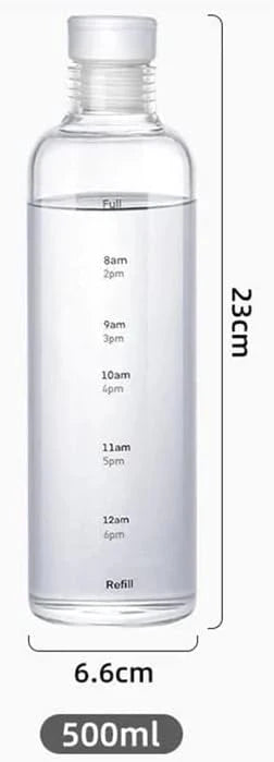 Time Marker Transparent Water Bottle 500ml - Random Color