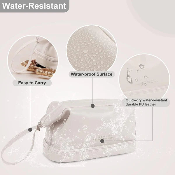 Double Layer Leather Cosmetic Pouch (Random Color)