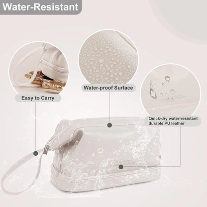 Double Layer Leather Cosmetic Pouch (Random Color)