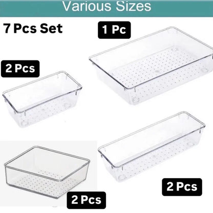 Set of 7Pcs Clear Drawer Organizer Tray
