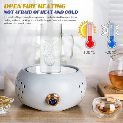 Plain Glass With Handle & Wooden Lid