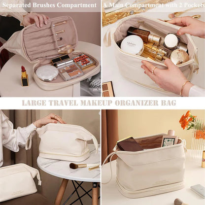 Double Layer Leather Cosmetic Pouch (Random Color)