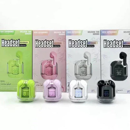 Air 31 Earbuds Transparent design with Deep BASS and Battery display TWS ( Random Color )
