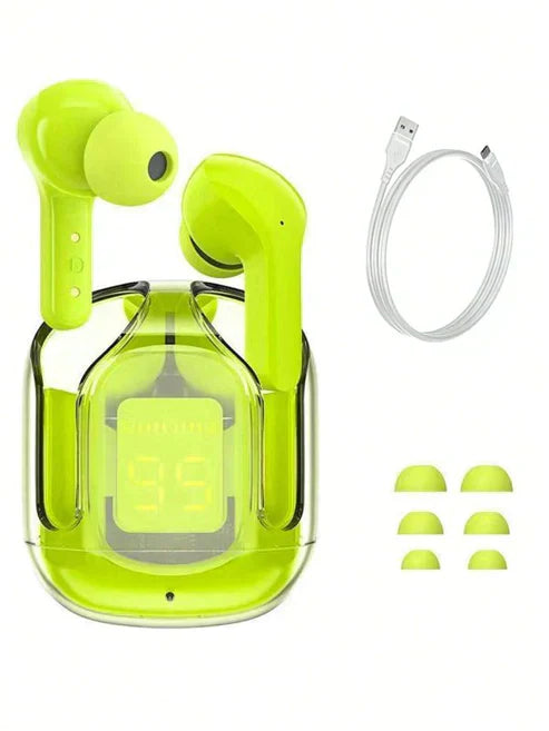 Air 31 Earbuds Transparent design with Deep BASS and Battery display TWS ( Random Color )