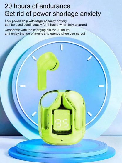 Air 31 Earbuds Transparent design with Deep BASS and Battery display TWS ( Random Color )